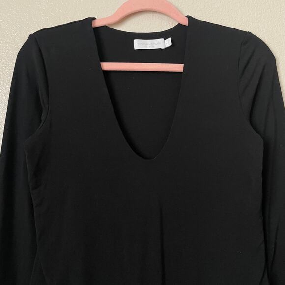 Jonathan Simkhai Bodysuit Womens Large Black Double Knit Long Sleeve Thong - Picture 4 of 10